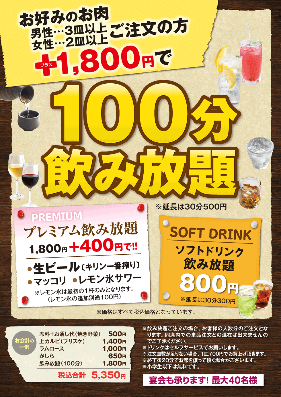 焼肉門100分飲み放題